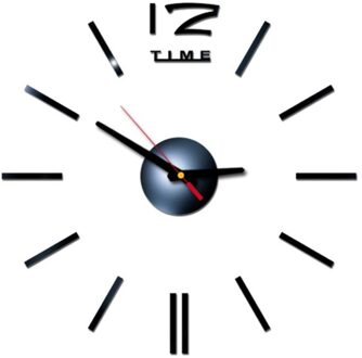 3d Diy Wandklok Romeinse Cijfers Acryl Spiegel Muursticker Klok Home Decor Muurschildering Decals Часы Настенные @ 35 zwart