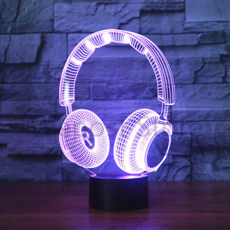 3D DJ Hoofdtelefoon Nachtlampje Muziek Monitor Headset Oortelefoon Vorm Nachtlampje 7 Kleuren Veranderen bed Licht Lamp Thuis decor
