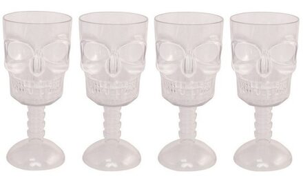 3D Doodshoofd glas - 4x - plastic transparant - 350 ml