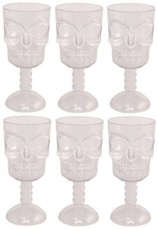 3D Doodshoofd glas - 6x - plastic transparant - 350 ml