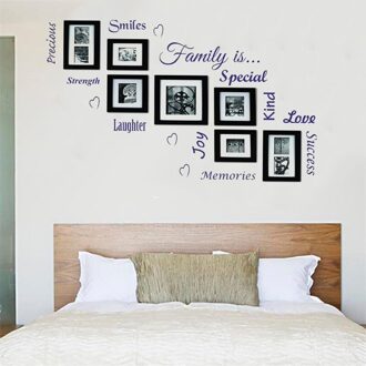 3D Drie-Dimensionale Grote Familie Fotolijst Familie Muur Opknoping Collage Decoratie Sticker Craft Home Decor Paars