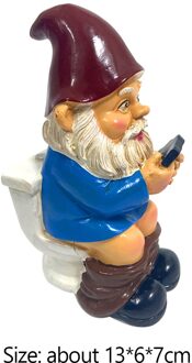 3D Dwerg Wc Spelen Telefoon Standbeeld Tuin Gnomes Mini Hars Pop Standbeeld Ambachten Outdoor Elf Miniatuur Tuin Dwerg Decoratie
