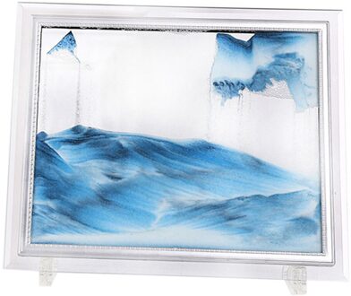 3D Dynamische Vloeiende Grit Zand Schilderij Transparante Glazen Frame Tekening Landschap SCVD889 blauw 10 duim