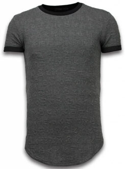 3D Encrypted T-shirt - Long Fit Shirt Zipped - Grijs - Maten: L