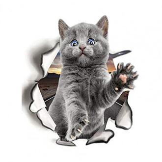 3D Fantasierijke Ontworpen Kitten Muurstickers Badkamer Wc Cover Decoratie