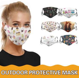 3d Fashion Mask Breathable Washable Reusable Mascarillas Cute Print Mouth Mask For Women Can Put Filter Mask