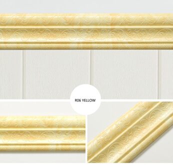 3d Foam Reliëf Hoek Lijn Zelfklevende Muur Taille Lijn Waterdichte Decor Muursticker Grens Muur Rand Strip # t1p geel