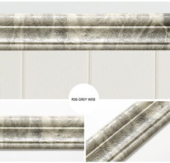 3d Foam Reliëf Hoek Lijn Zelfklevende Muur Taille Lijn Waterdichte Decor Muursticker Grens Muur Rand Strip # t1p grijs