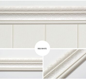 3d Foam Reliëf Hoek Lijn Zelfklevende Muur Taille Lijn Waterdichte Decor Muursticker Grens Muur Rand Strip # t1p wit