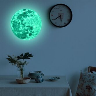 3D Grote Maan Fluorescerende Muur Sticker Behang Night Verwijderbare Glow In The Dark Sticker Home Decorations 5Cm 12Cm 20Cm 30Cm