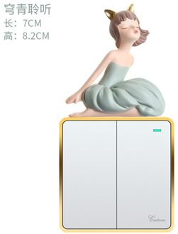 3D Hars Elegante Meisje Schakelaar Sticker Cartoon Muursticker Decoratie Creatieve Slaapkamer Huishoudelijke Moderne Schakelaar Beschermhoes groen-A