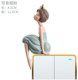 3D Hars Elegante Meisje Schakelaar Sticker Cartoon Muursticker Decoratie Creatieve Slaapkamer Huishoudelijke Moderne Schakelaar Beschermhoes groen-D