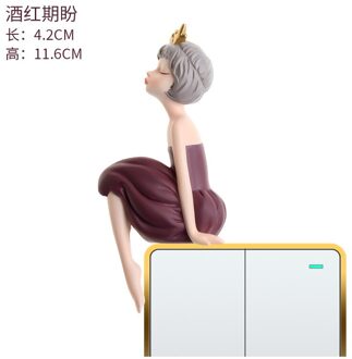 3D Hars Elegante Meisje Schakelaar Sticker Cartoon Muursticker Decoratie Creatieve Slaapkamer Huishoudelijke Moderne Schakelaar Beschermhoes rood-C