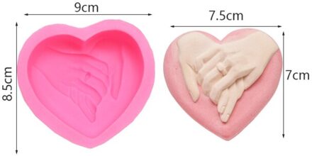 3d Hart Vorm Hand In Hand Handgemaakte Flexibele Siliconen Zeep Mal Zeep Zeep Maken Levert Chocolade Mold Cake Decor