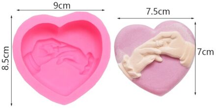 3d Hart Vorm Hand In Hand Handgemaakte Flexibele Siliconen Zeep Mal Zeep Zeep Maken Levert Chocolade Mold Cake Decor
