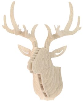 3D Herten Hoofd Muur Decor Houten Diy Animal Art Elanden Model Huis Muur Opknoping Decoratie Opslag Houders Rekken Pronkstuk decor wit