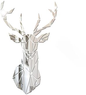3D Herten Hoofd Spiegel Muursticker Diy Acryl Spiegel Stickers Muurschildering Woonkamer Slaapkamer Kinderen Thuis Decoratie Meerdere Maten zilver / 86x51cm