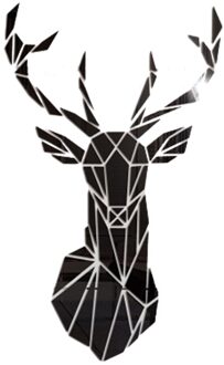 3D Herten Hoofd Spiegel Muursticker Diy Acryl Spiegel Stickers Muurschildering Woonkamer Slaapkamer Kinderen Thuis Decoratie Meerdere Maten zwart / 72x43cm