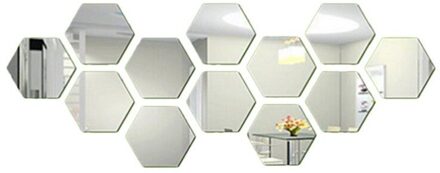 3D Hexagon Acryl Spiegel Muurstickers Diy Art Wall Decor Stickers Woonkamer Gespiegeld Sticker Goud Home Decor S / S