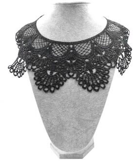 3D Holle Kant Stof Jurk Applique Motief Blouse Naaien Versieringen DIY Kanten Kraag Naaien Craft Hals Decor Scrapbooking zwart