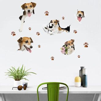 3D Hond Muurstickers Vinyl Verwijderbare Muurdecoraties Voor Woonkamer Home Decoratie