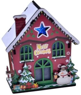3D Houten Puzzel Gemonteerd Lichtgevende Kerst Huis Muziekdoos Diy Tafel Decoratie 2