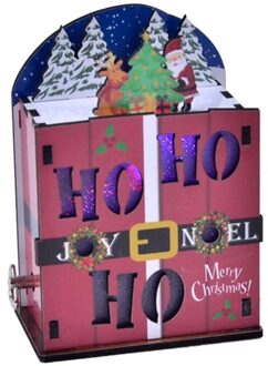 3D Houten Puzzel Gemonteerd Lichtgevende Kerst Huis Muziekdoos Diy Tafel Decoratie 4