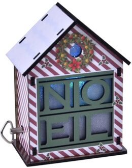 3D Houten Puzzel Gemonteerd Lichtgevende Kerst Huis Muziekdoos Diy Tafel Decoratie 5