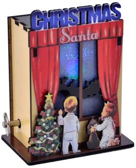 3D Houten Puzzel Gemonteerd Lichtgevende Kerst Huis Muziekdoos Diy Tafel Decoratie