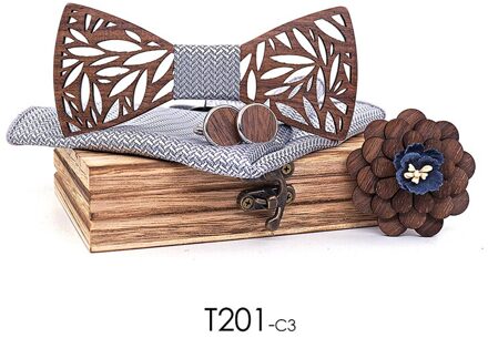 3D Houten Tie Vierkante Manchetknopen Mode Hout Strikje Bruiloft Handgemaakte Houten Novelty Ties Strikjes T201-C3