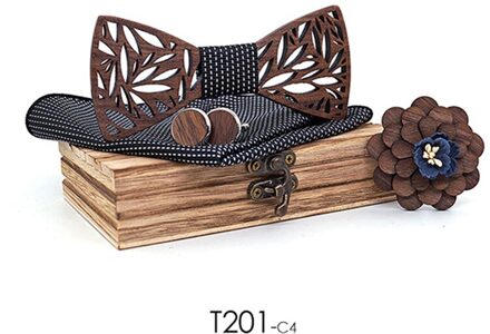 3D Houten Tie Vierkante Manchetknopen Mode Hout Strikje Bruiloft Handgemaakte Houten Novelty Ties Strikjes T201-C4