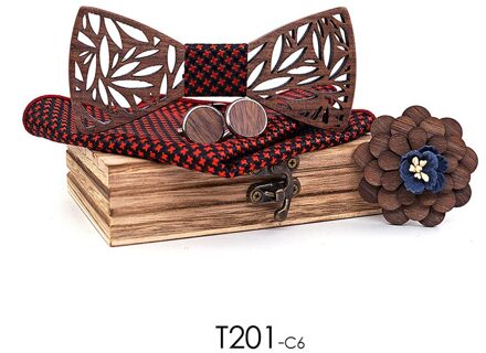 3D Houten Tie Vierkante Manchetknopen Mode Hout Strikje Bruiloft Handgemaakte Houten Novelty Ties Strikjes T201-C6