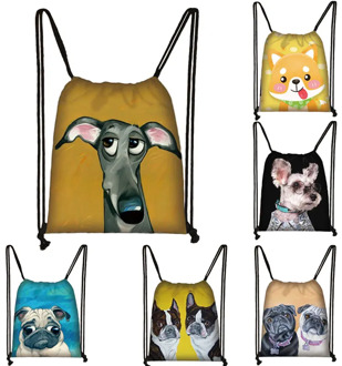 3D Husky Dog / French Bulldog Cute Animal Drawstring Bag Rucksack Women Travel Bags Men Backpack Storage Bag Woman Shopping Bag