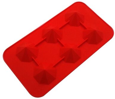 3D Ice Cube Tray Mould Silicone Ice Cube Tray Diamond Vorm 6 Holte Ice Ball Maker Huishoudelijke Gebruik Cocktails Siliconen 02rood