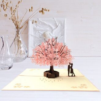 3D Kaart Bruiloft Kersenboom Uitnodigingen Kaarten Valentijnsdag Anniversary Wenskaart Handgemaakte Kaart Liefhebbers Paar Postkaart A kers- Tree