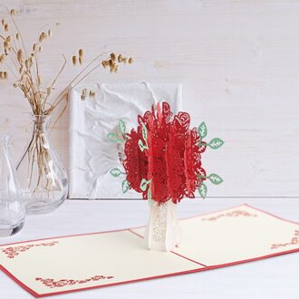 3D Kaart Bruiloft Kersenboom Uitnodigingen Kaarten Valentijnsdag Anniversary Wenskaart Handgemaakte Kaart Liefhebbers Paar Postkaart C roos