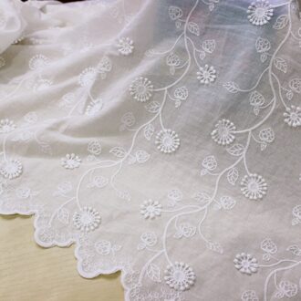 3D Katoenen Doek + Melk Zijde Geborduurde Ster Shell Kant Stof Handgemaakte Diy Vrouwen Kleding Accessoires 130Cm CR2496 uit wit 1