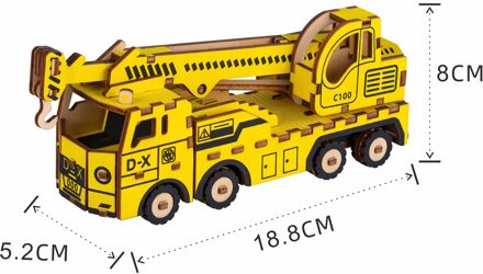 3D Kinderen Techniek Auto Puzzel Diy Handgemaakte Model Decoratie Jongen Meisje Houten Educatief Speelgoed geel