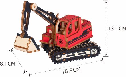 3D Kinderen Techniek Auto Puzzel Diy Handgemaakte Model Decoratie Jongen Meisje Houten Educatief Speelgoed Rood