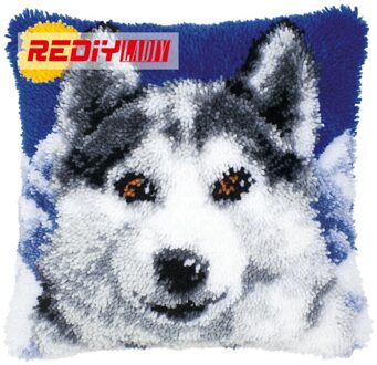 ! 3D Klink Haak Kussen Kits Diy Handwerken Haken Kit Garen Handgemaakte Borduurwerk Kussensloop Onvoltooide Wit Wolf