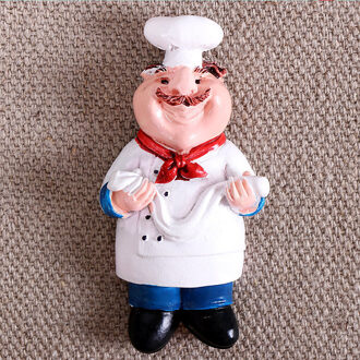 3D Koelkast Magneten Sticker Hars Cartoon Brood Chef Kok Karakters Home Decoratie 4