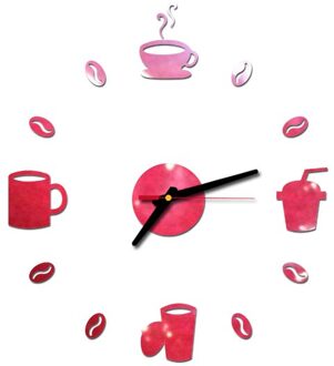 3D Koffie Moderne Wandklok Mute Huishoudelijke Acryl Cup Vormige Huishoudelijke Decoratie Batterij Aangedreven Sticker Digitale Keuken