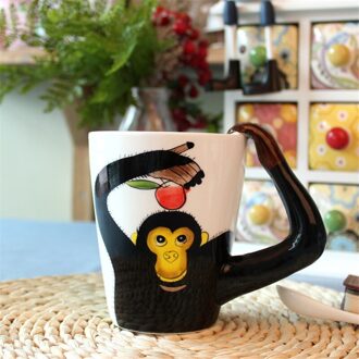 3D Koffie Mok Grappige Animal Dinosaurus Giraffe Dolfijn Porselein 13.5 Oz Thee Cup Leuke Creatieve Keramische Thee Mok Kid Kerst aap