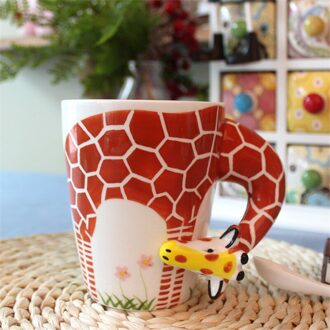 3D Koffie Mok Grappige Animal Dinosaurus Giraffe Dolfijn Porselein 13.5 Oz Thee Cup Leuke Creatieve Keramische Thee Mok Kid Kerst