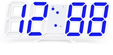 3D Led Digitale Klok Snooze Slaapkamer Bureau Wekkers Opknoping Wandklok Kalender Thermometer Home Decor blauw