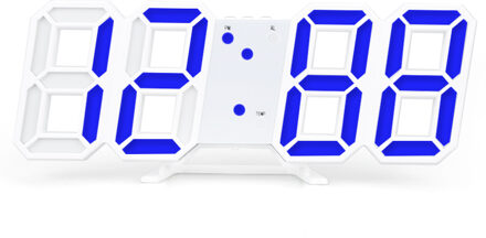 3D Led Digitale Klok Snooze Slaapkamer Klokken Bureau Alarm Opknoping Wandklok 12/24 Uur Kalender Thermometer Woninginrichting blauw