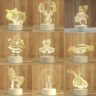 3D Led Night Light Novelty Table Lamp Jellyfish Christmas Tree Deer Snow Festival Birthday Gift Bedroom Decor Table Lanterns