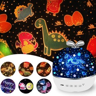 3D Led Roterende Nachtlampje Projector Star Master Elanden Projectie Lamp Kinderkamer Ingericht Carrousel Lichten Thuis Party Decor Rechargeable Music A
