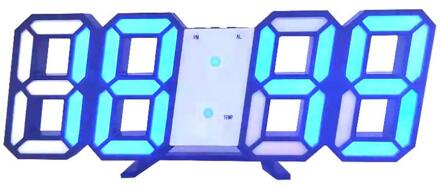 3D Led Wandklok Modern Digitale Tafel Klok Alarm Nachtlampje Hangen Klokken Voor Home Woonkamer Decoraties Blauw