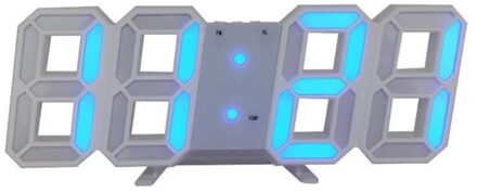 3D Led Wandklok Modern Digitale Tafel Klok Alarm Nachtlampje Hangen Klokken Voor Home Woonkamer Decoraties lucht blauw